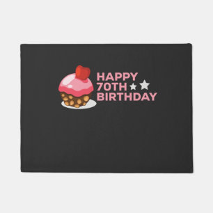 celebrating the 70th birthday design with cake doormat