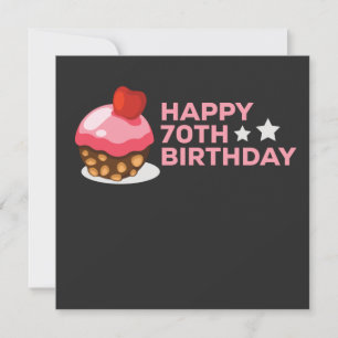 celebrating the 70th birthday design with cake invitation
