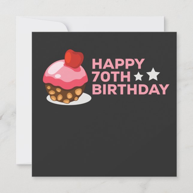 celebrating the 70th birthday design with cake invitation (Front)