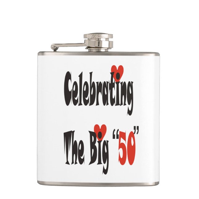 Celebrating the Big 50 Hip Flask (Front)