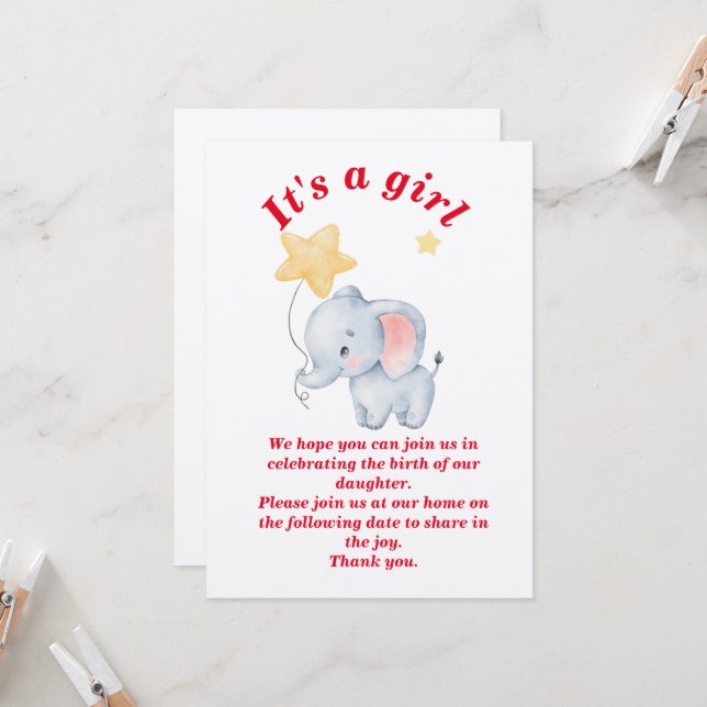 celebrating the birth of our daughter invitation (Front/Back In Situ)