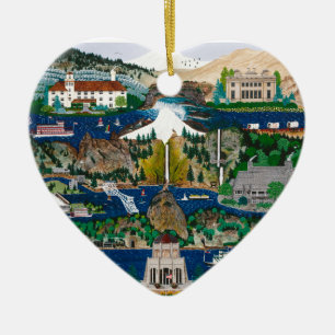 Celebrating the Columbia River Gorge Ceramic Tree Decoration