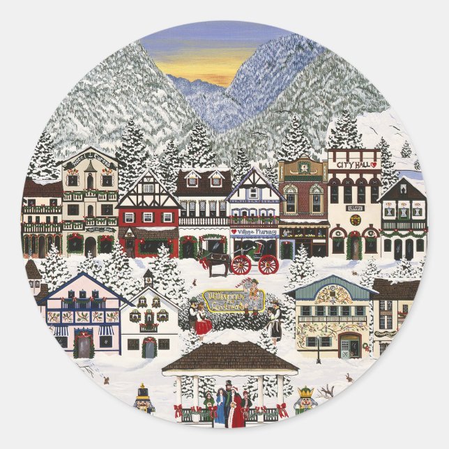 Celebrating the Holidays in Leavenworth Classic Round Sticker (Front)