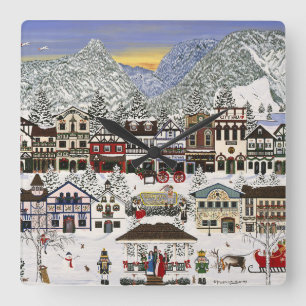 Celebrating the Holidays in Leavenworth Square Wall Clock