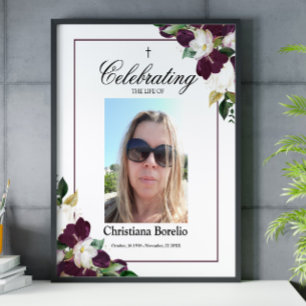 Celebrating the life 16x20 Floral Woman Funeral  P Poster