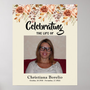 Celebrating the life Floral Woman Funeral  Poster