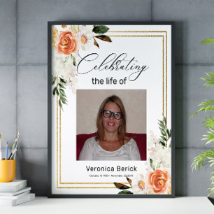 Celebrating the life Floral Woman Funeral  Poster
