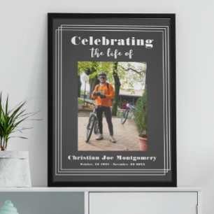 Celebrating the life Grey Photo Funeral Poster