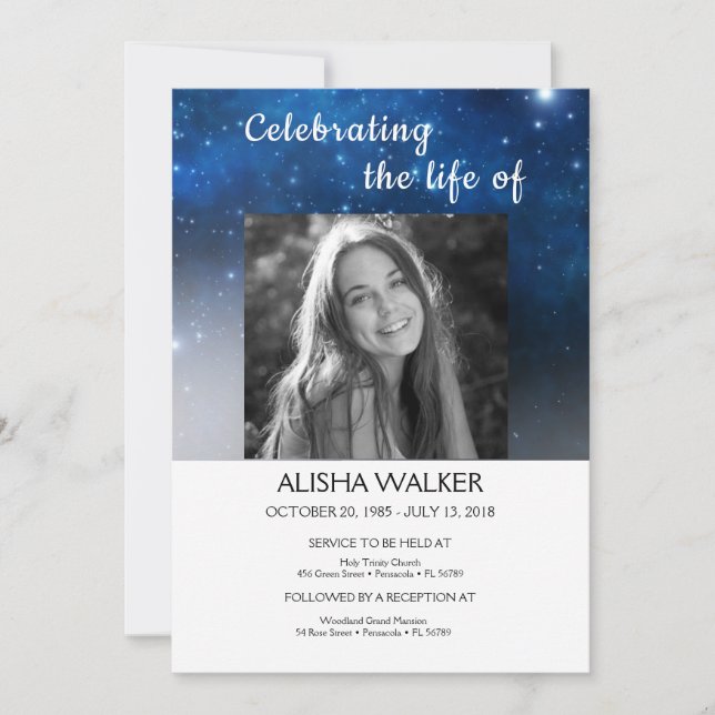 Celebrating the life Invitation, Memorial Service  Invitation (Front)