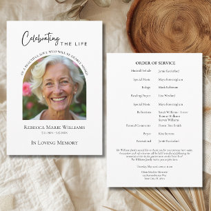 Celebrating The Life Modern Arch Photo Funeral Programme