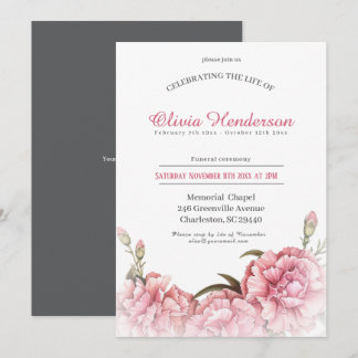 Celebrating the life of Floral Funeral  Invitation