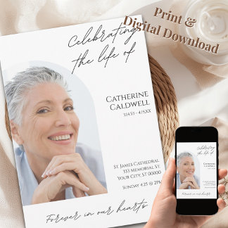 Celebrating The Life Of Minimalist Arch Photo Invitation