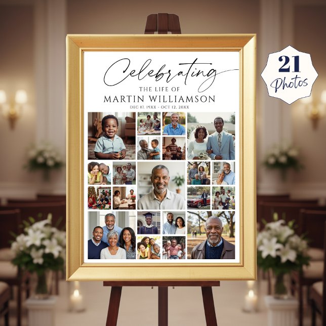 Celebrating the Life of Name 21 Photo Collage Poster (Creator Uploaded)