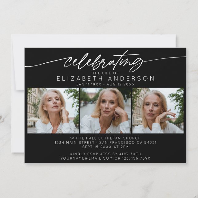 Celebrating the Life of Photo Collage Funeral Invitation (Front)