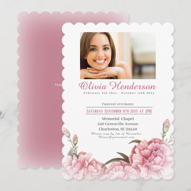 Celebrating the life of Photo Funeral  Invitation (Front/Back)