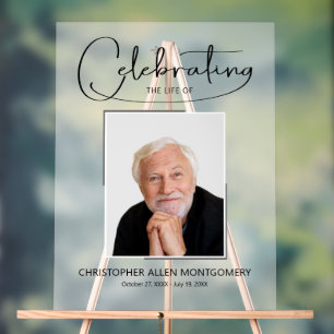 Celebrating the Life of Photo Memorial Funeral Acrylic Sign