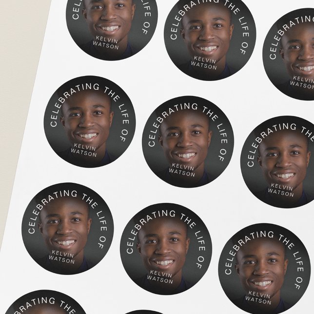 Celebrating The Life Of | Photo Memorial Funeral Classic Round Sticker (Creator Uploaded)