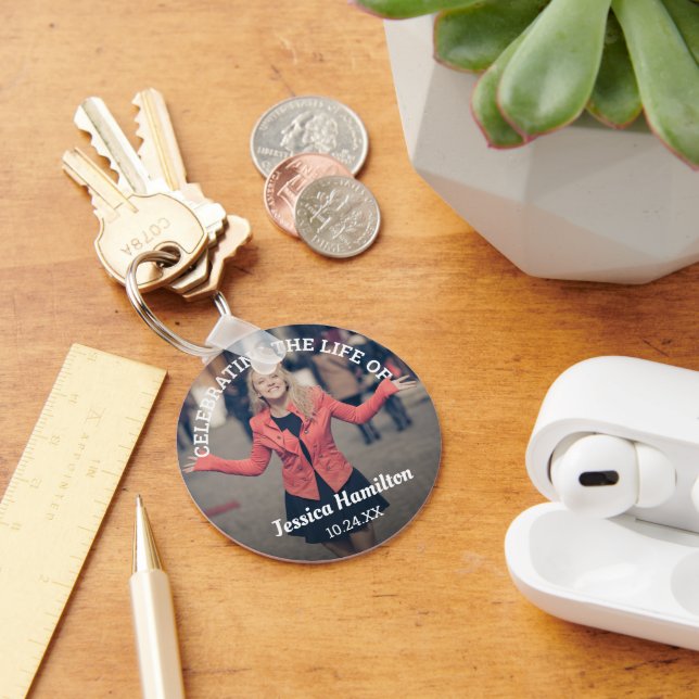 Celebrating the Life of Photo Memorial Key Ring (Desk)