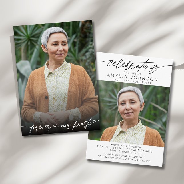 Celebrating the Life of Two Photo Memorial Funeral Invitation (Creator Uploaded)