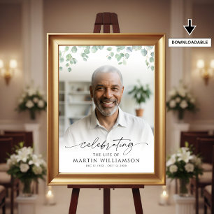 Celebrating the Life Photo Botanical Welcome Sign