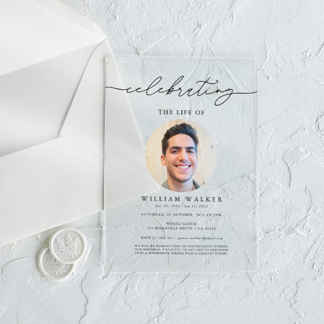 Celebrating The Life Photo Celebration Of Life  Acrylic Invitations (Creator Uploaded)
