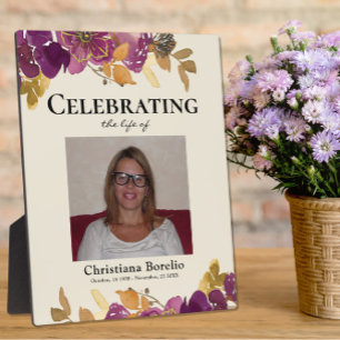 Celebrating the life Photo Floral Woman Funeral  Plaque