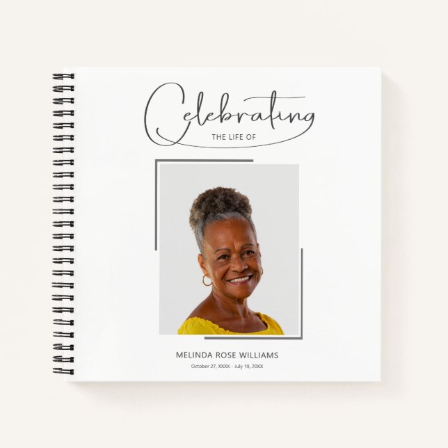 Celebrating the Life Photo Funeral Guest Book (Front)