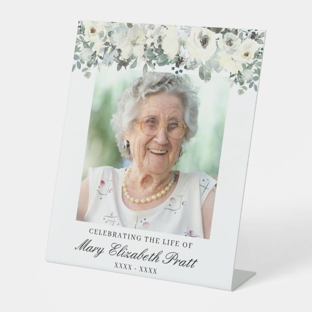 Celebrating the Life Photo Funeral Welcome Pedestal Sign (Front)