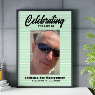 Celebrating the life  Photo Green Stripes Funeral  Poster