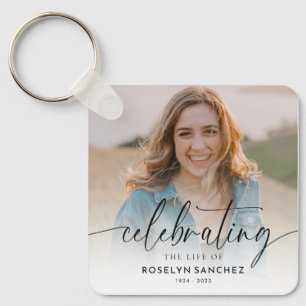 Celebrating the Life Photo Memorial Funeral Key Ring