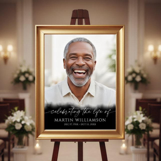 Celebrating the Life Photo Modern Script Memorial Poster (Creator Uploaded)