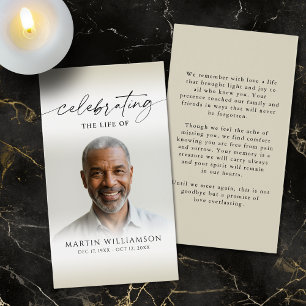 Celebrating the Life Photo Simple Prayer Card