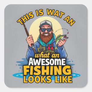 Celebrating the Thrill of Fishing Adventures Square Sticker