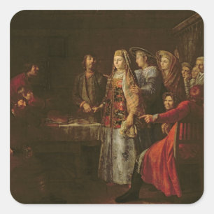 Celebrating the Wedding Agreement, 1777 Square Sticker