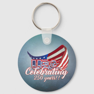 celebrating USA 250 stars and stripes key chain