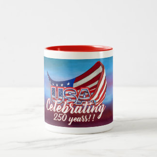 celebrating USA 250 stars and stripes mug
