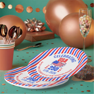 Celebrating USA 250 Years BBQ Cookout July 4th Paper Plate