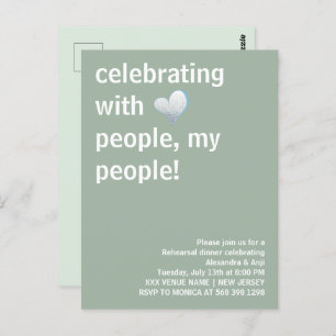 Celebrating With People My People Rehearsal Dinner Postcard