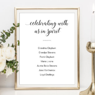 Celebrating With Us In Spirit With Names Wedding Poster