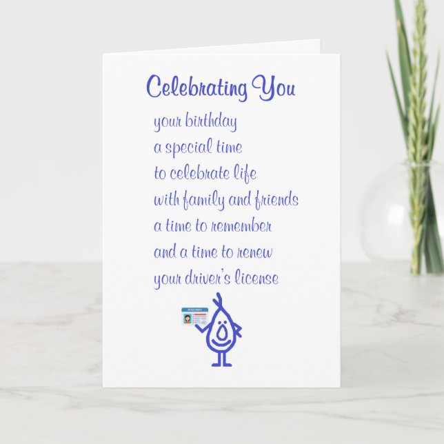 Celebrating You, A Funny Happy Birthday Poem Card (Front)