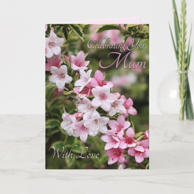 Celebrating You Mum Pink Flowers Card (Front)