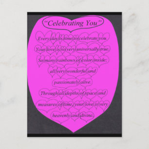 Celebrating You poem with hearts Postcard