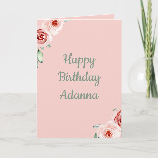 Celebrating Your Birthday Pink Watercolor Floral Card (Front)