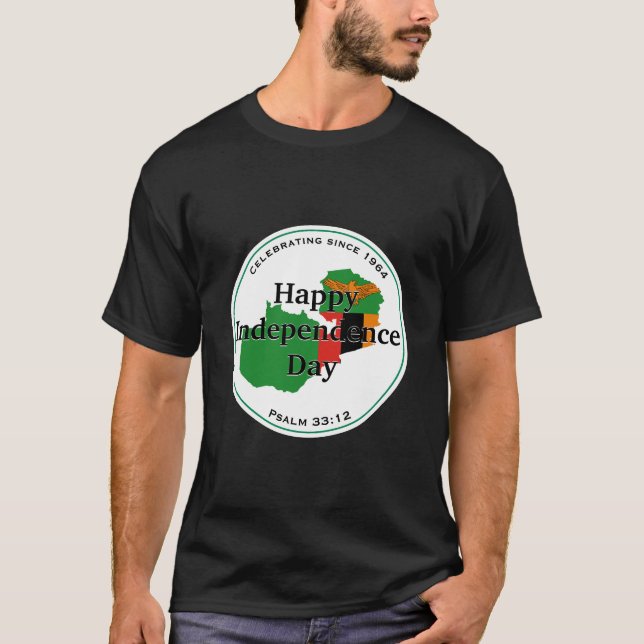 Celebrating ZAMBIA INDEPENDENCE Zambian Flag T-Shirt (Front)