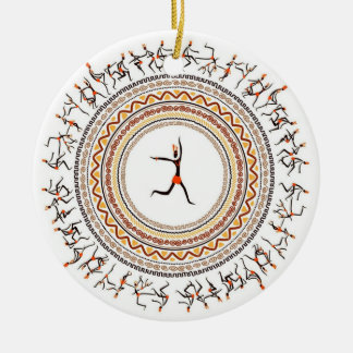 Celebration/African Folk Dance Motif Design Ceramic Tree Decoration