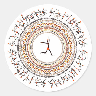 Celebration/African Folk Dance Motif Design Classic Round Sticker