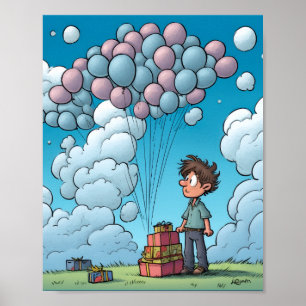 Celebration, balloon, birthday theme poster