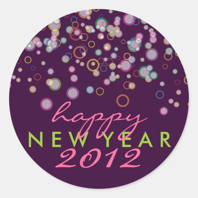 Celebration Bubbles Happy New Year's Eve Classic Round Sticker (Front)