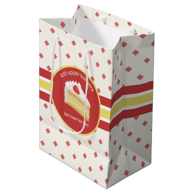 Celebration Cake - Sponge Slice - Party Confetti Medium Gift Bag (Front Angled)