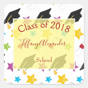 Celebration Cap and Diploma graduation party Square Sticker